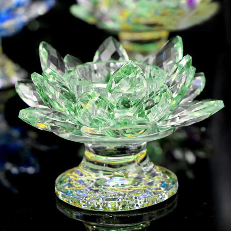 Nimara Ritual Lotus Flower Crystal Candle Holder Home Office Offering Decoration