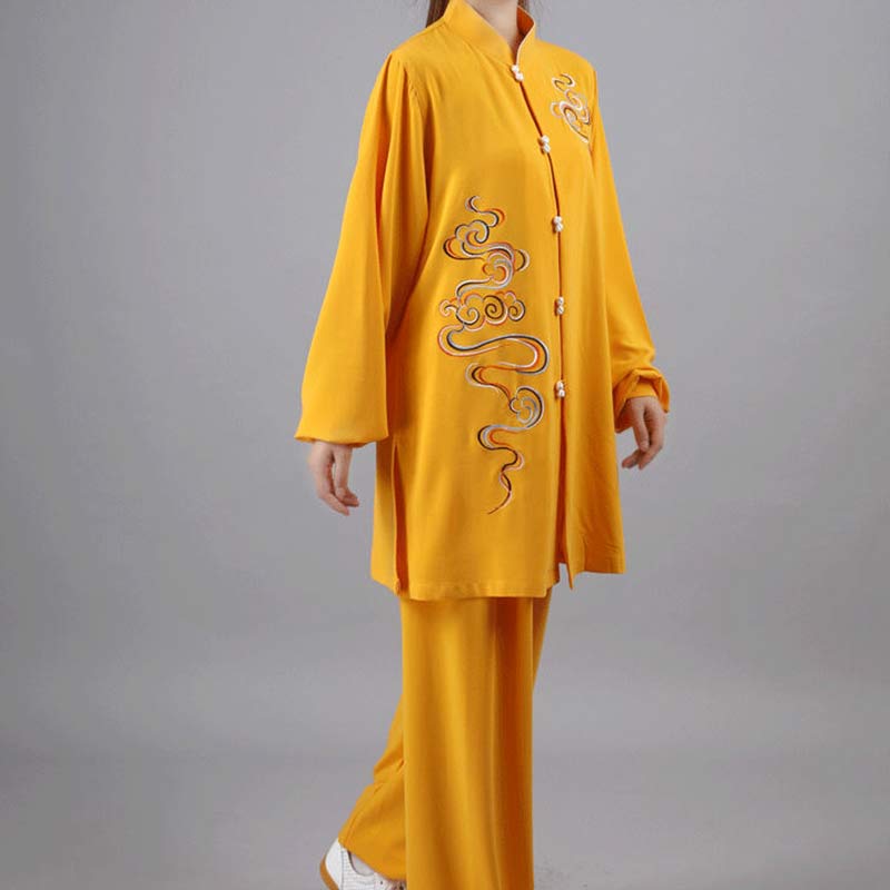 Nimara Ritual Auspicious Clouds Embroidery Meditation Prayer Spiritual Zen Tai Chi Qigong Practice Unisex Clothing Set