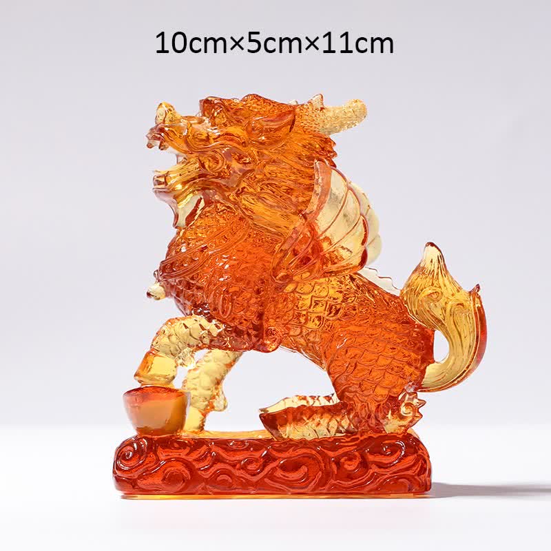 Nimara Ritual Feng Shui Kirin Handmade Liuli Crystal Art Piece Fortune Home Office Decoration