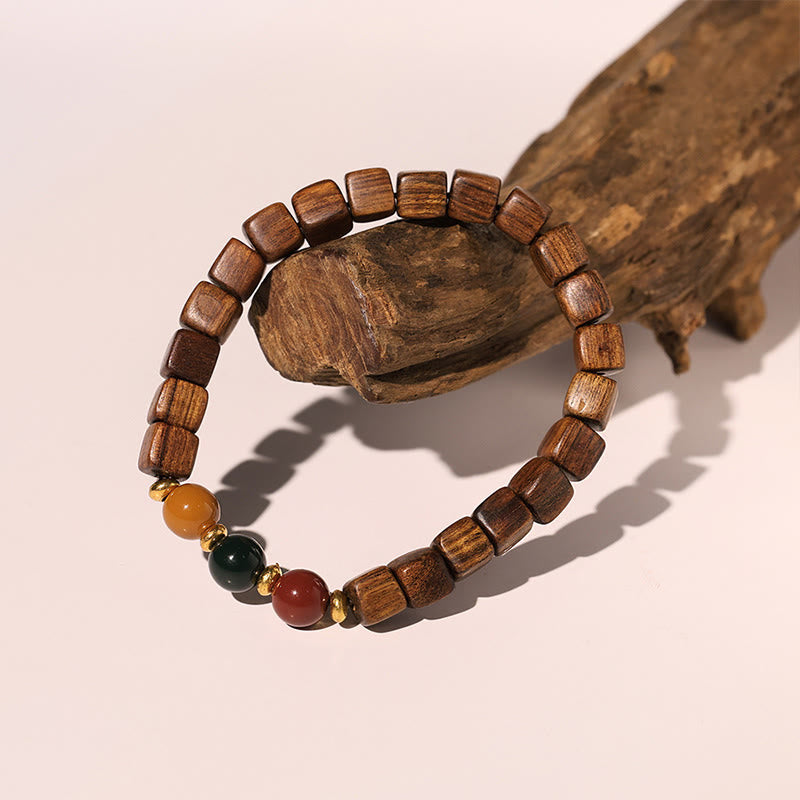 Nimara Ritual Rosewood Auspicious Clouds Totem Fu Character Bamboo Pattern Warmth Bracelet