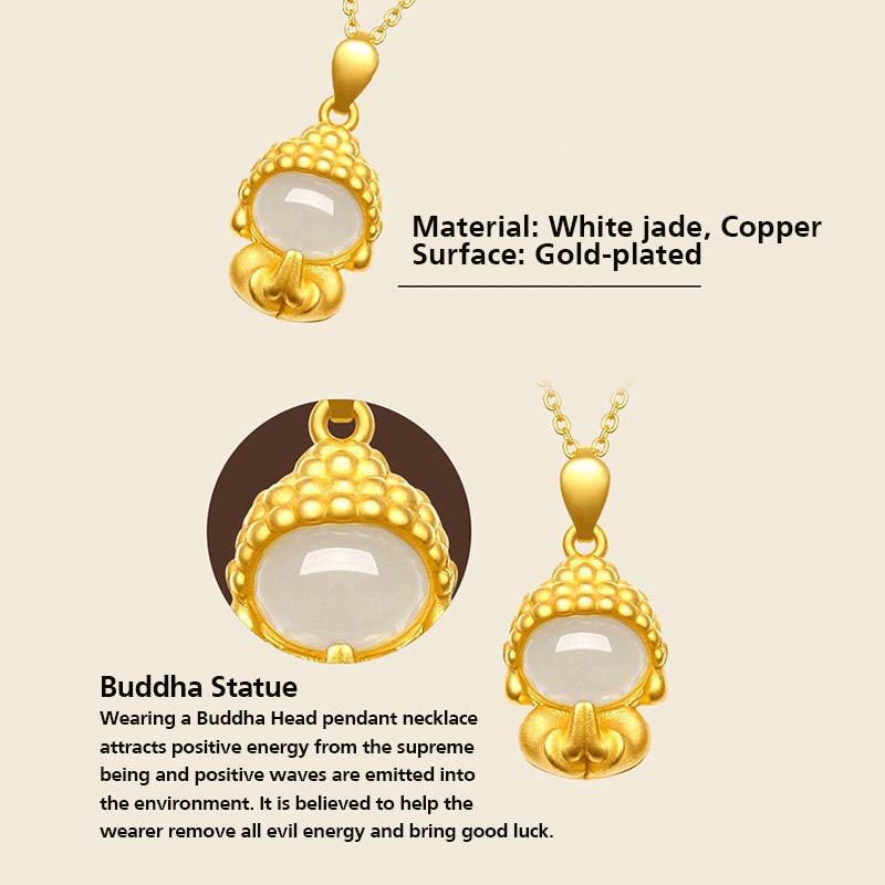Nimara Ritual White Jade Buddha Success Pendant Necklace