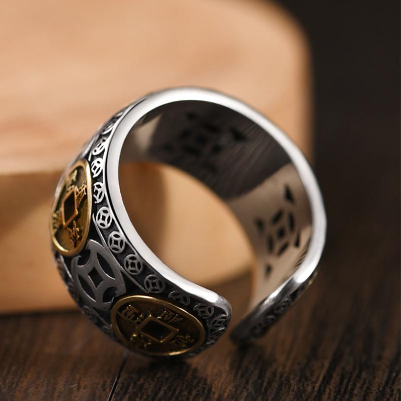 Nimara Ritual Five-Emperor Coins Balance Adjustable Ring