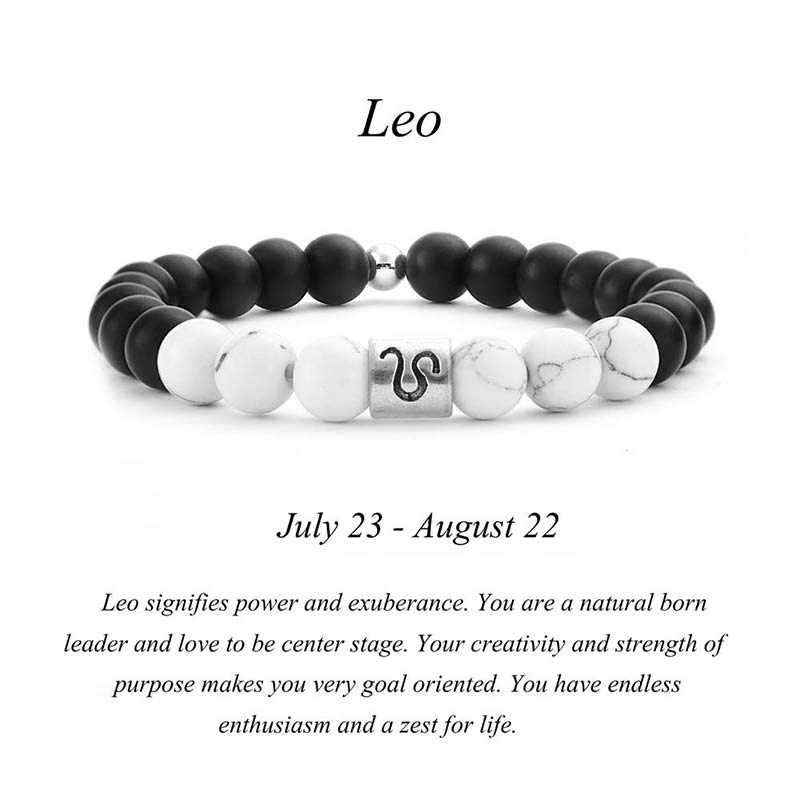 Nimara Ritual 12 Constellations of the Zodiac Natural Frosted Stone White Turquoise Bead Fortune Bracelet