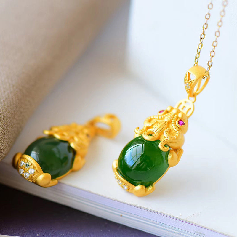 Nimara Ritual Natural Jade PiXiu Balance Necklace