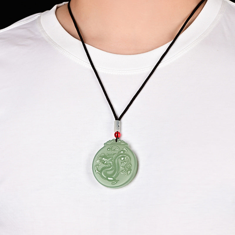 Nimara Ritual Chinese Zodiac Dragon Jade Luck Necklace String Pendant