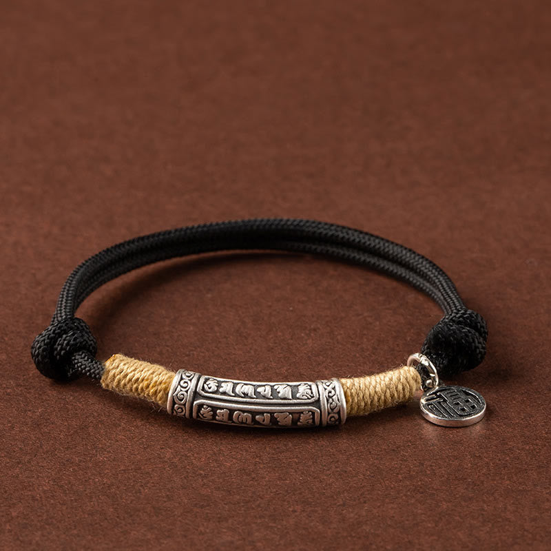 Nimara Ritual 999 Sterling Silver Tibet Handmade Om Mani Padme Hum Fu Character TopRank Character Luck Braided Bracelet