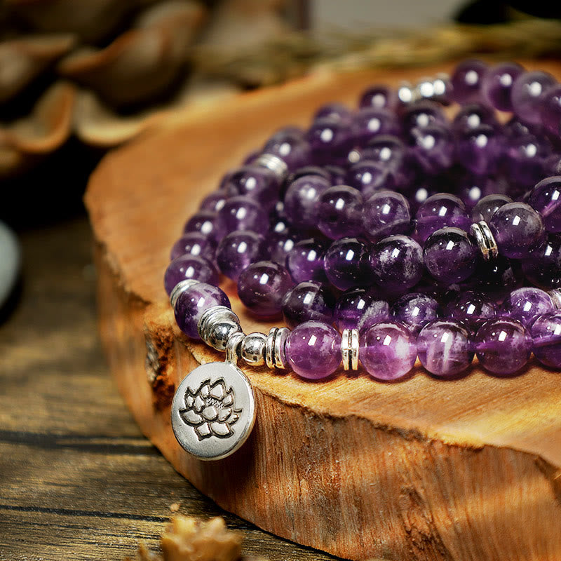 Nimara Ritual Natural Amethyst Purification Mala Bracelet
