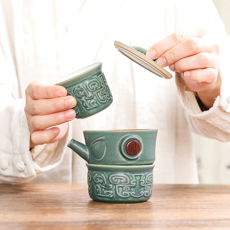 Nimara Ritual Sanxingdui Ceramic Teacup Kung Fu Tea Cup With Bag