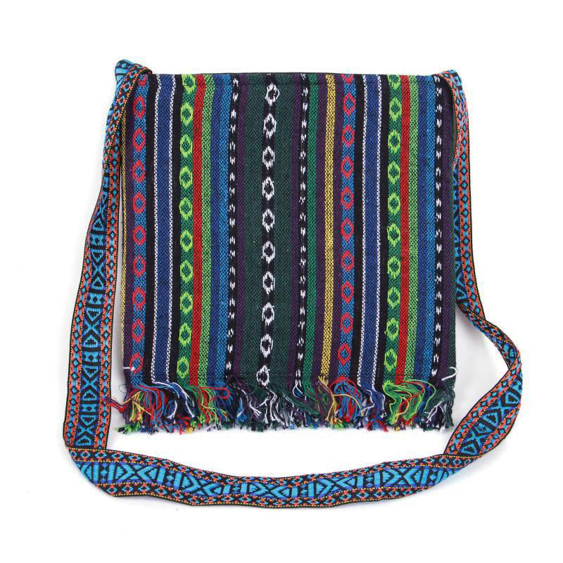 Nimara Ritual Tibetan Handmade Embroidered Camellia Canvas Shoulder Bag Crossbody Bag