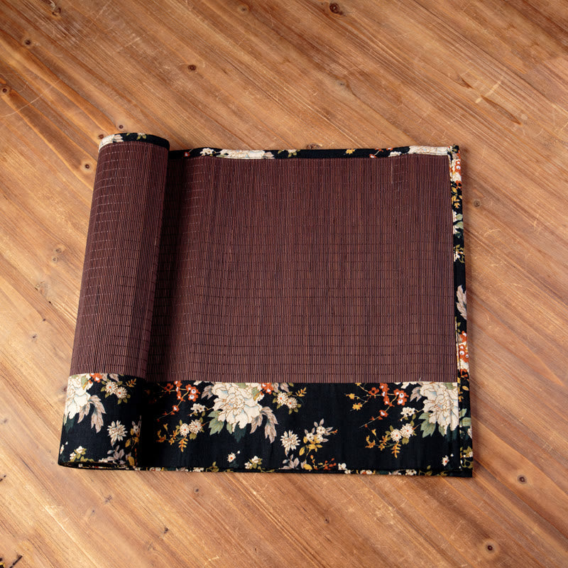 Nimara Ritual Vintage Peony Flower Blossom Bamboo Cup Mat Pad Tea Cup Coaster Kung Fu Tea Mat