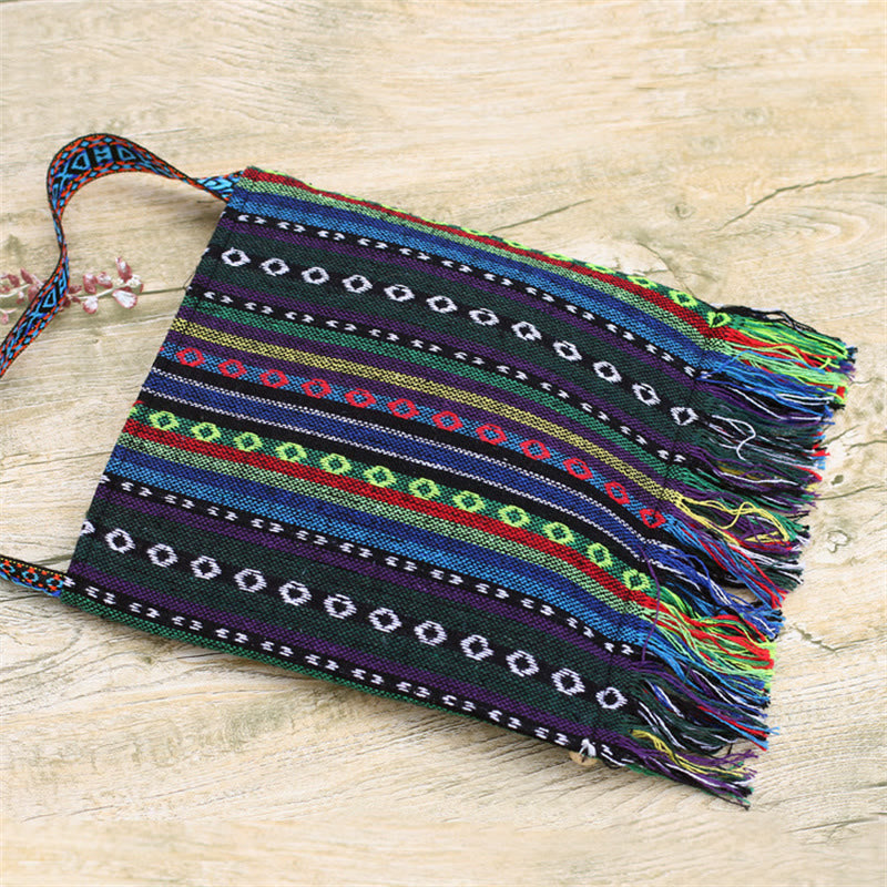 Nimara Ritual Tibetan Handmade Embroidered Camellia Canvas Shoulder Bag Crossbody Bag