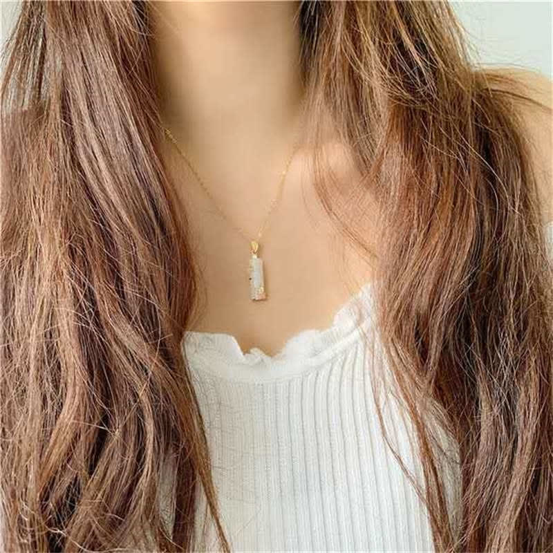 Nimara Ritual White Jade Cyan Jade Bamboo Luck Protection Necklace Pendant