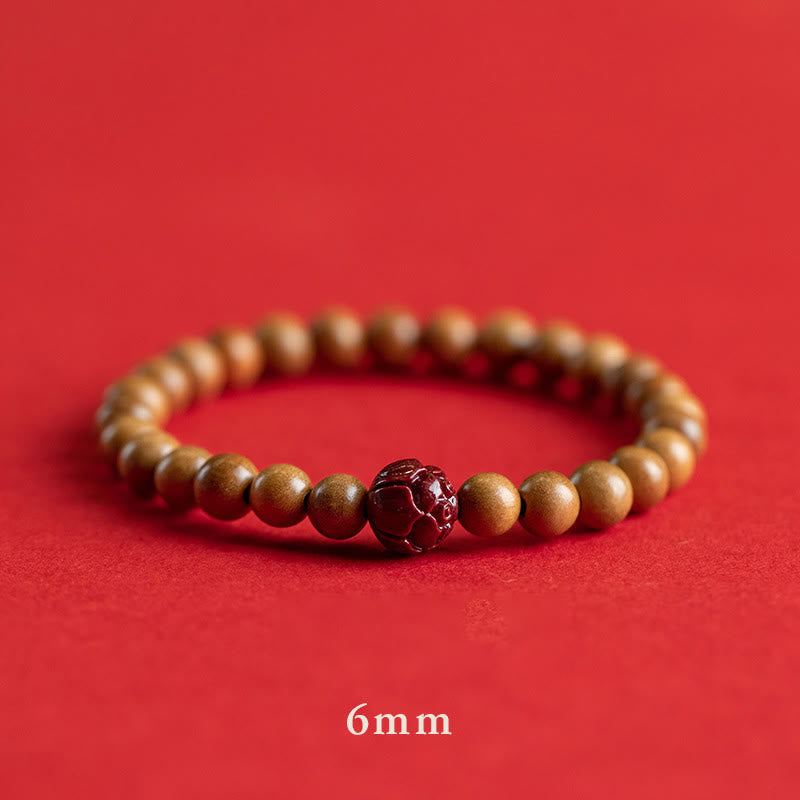 Nimara Ritual Peach Wood Lotus Cinnabar Luck Wealth Bracelet