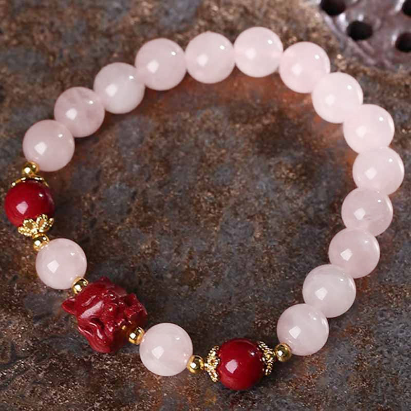 Nimara Ritual Natural Pink Crystal Cinnabar Nine Tailed Fox Love Bracelet