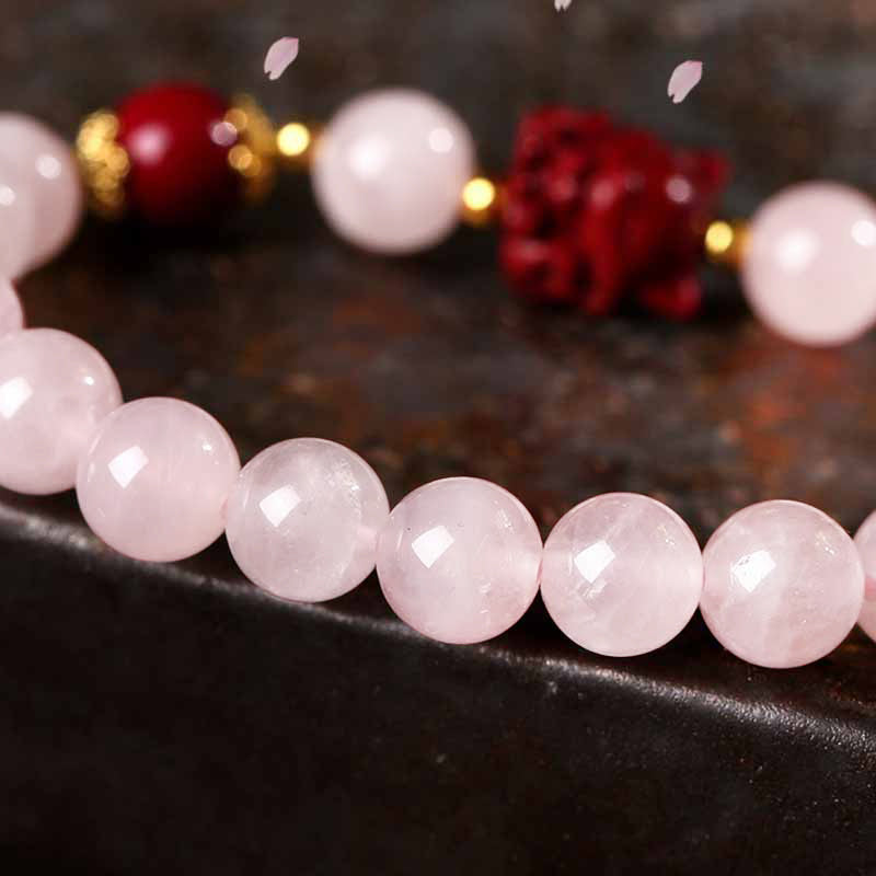 Nimara Ritual Natural Pink Crystal Cinnabar Nine Tailed Fox Love Bracelet
