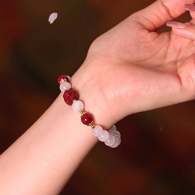 Nimara Ritual Natural Pink Crystal Cinnabar Nine Tailed Fox Love Bracelet