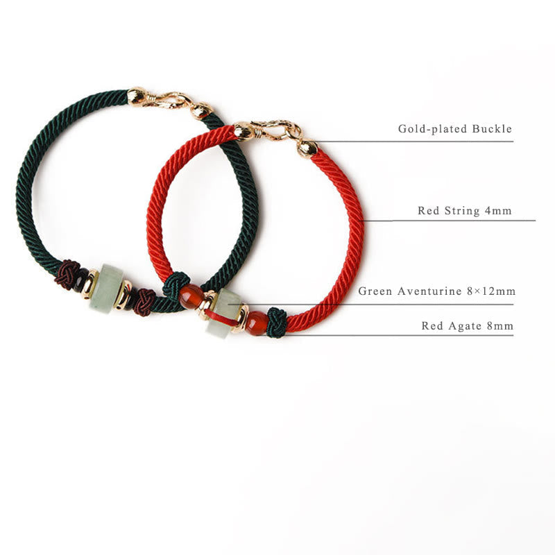 Nimara Ritual Tibetan Green Aventurine Luck Braid String Bracelet
