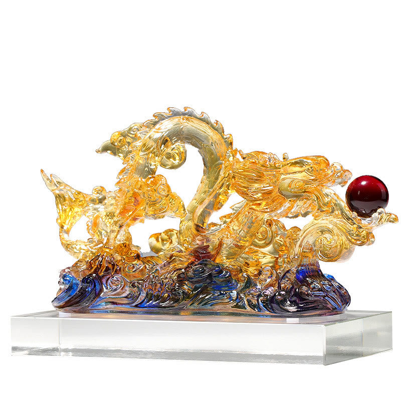 Nimara Ritual Handmade Dragon Liuli Crystal Art Piece Protection Strength Home Office Decoration