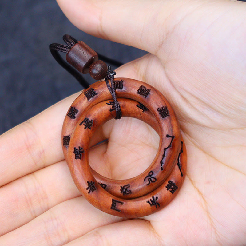 Nimara Ritual Lightning Struck Jujube Wood Taoist Yin Yang Ring Qiankun Circle Leizu Taboo Luck Necklace Pendant