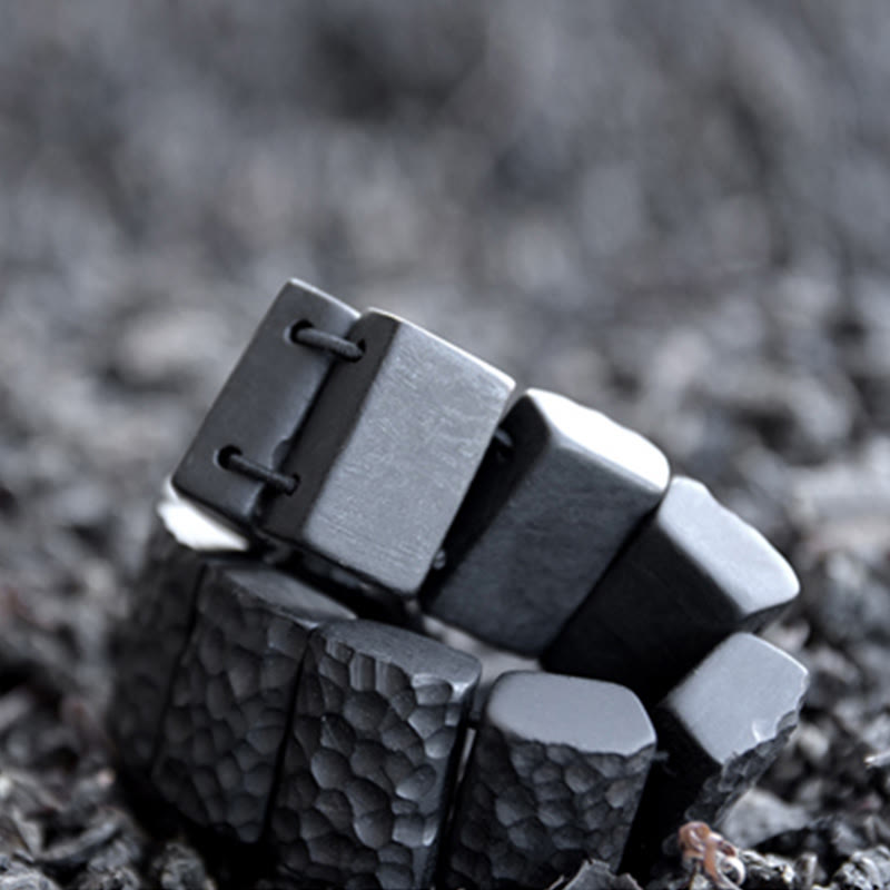 Nimara Ritual Vintage Ebony Wood Texture Peace Couple Bracelet