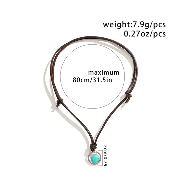 Nimara Ritual Round Turquoise Stone Protection Strength Necklace Pendant