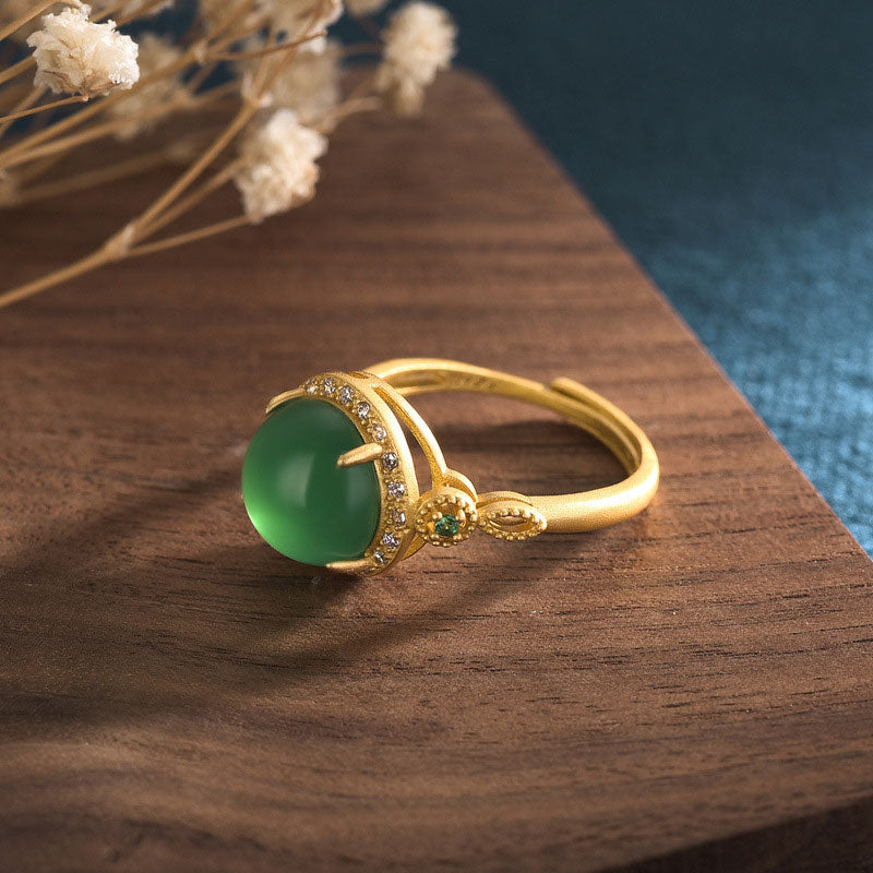 Nimara Ritual Green Jade Fortune Ring