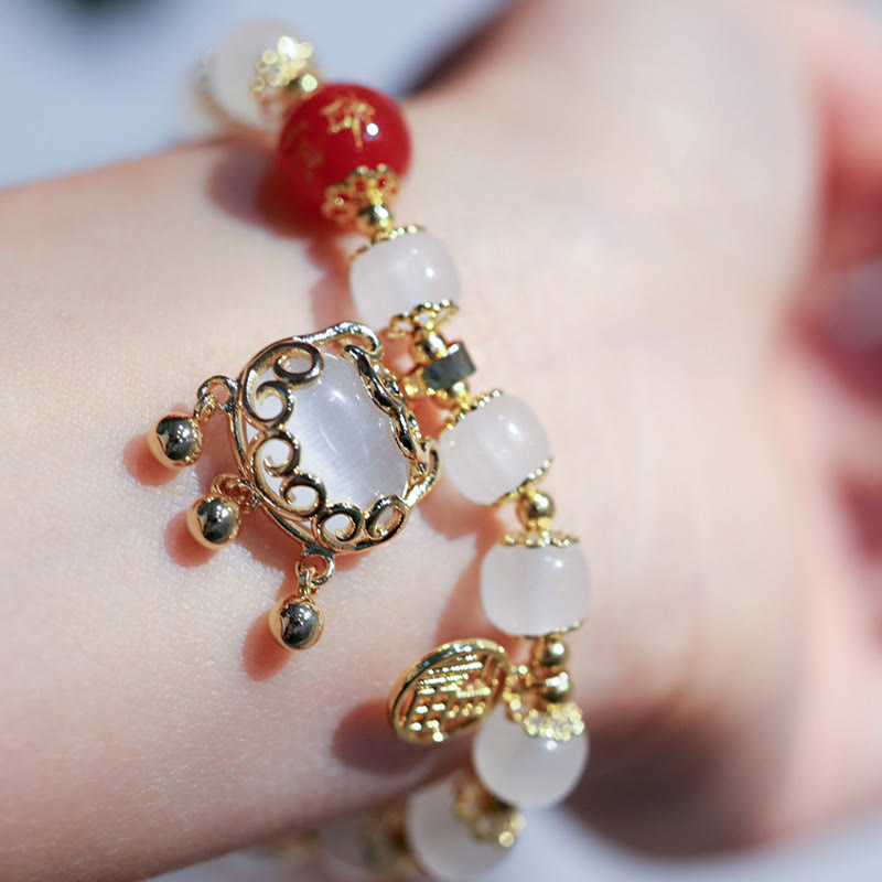 Nimara Ritual Windmill Chinese Lock Charm Fu Character Blessing Bracelet