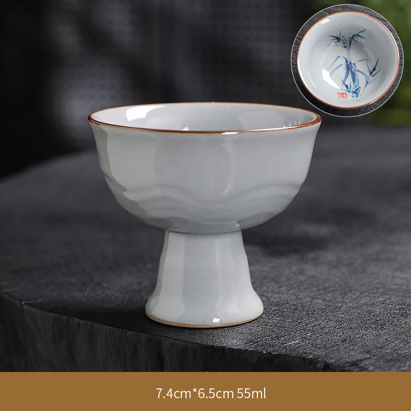 Nimara Ritual Lotus Flower Leaf Bamboo Ceramic Teacup Kung Fu Tea Cups
