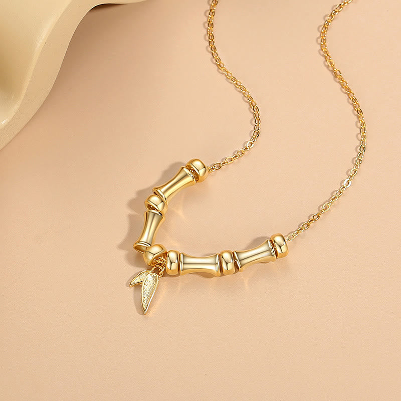 Nimara Ritual Golden Bamboo Pattern Titanium Steel Wealth Necklace Pendant