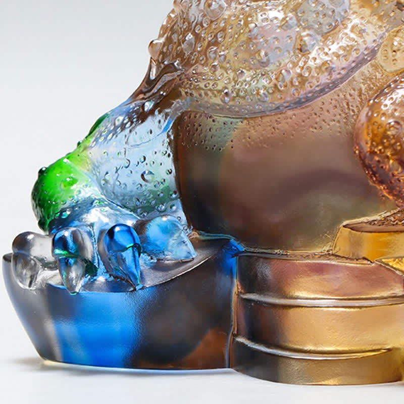 Nimara Ritual Feng Shui Frog Handmade Liuli Crystal Art Piece Wealth Home Office Decoration