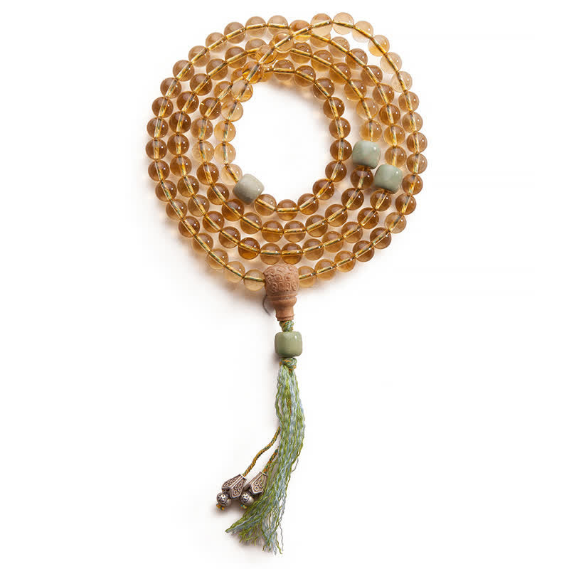Nimara Ritual 108 Mala Beads 925 Sterling Silver Citrine Sandalwood Turquoise Protection Prosperity Bracelet