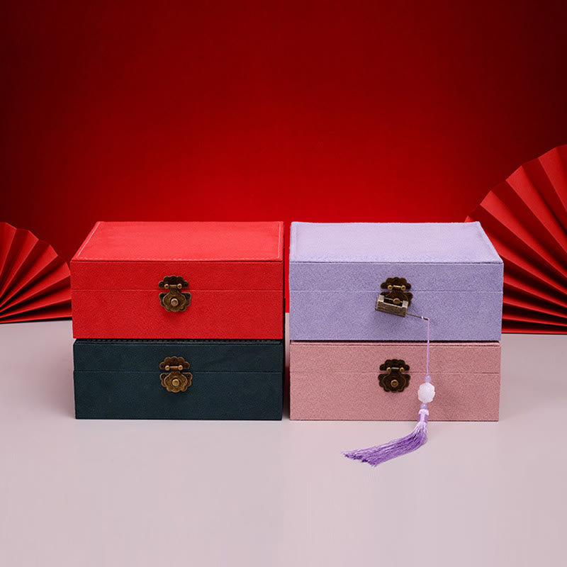Nimara Ritual Simple Design Jewelry Box Organizer Two-Layer Jewelry Storage Box Flannel Box With Lock