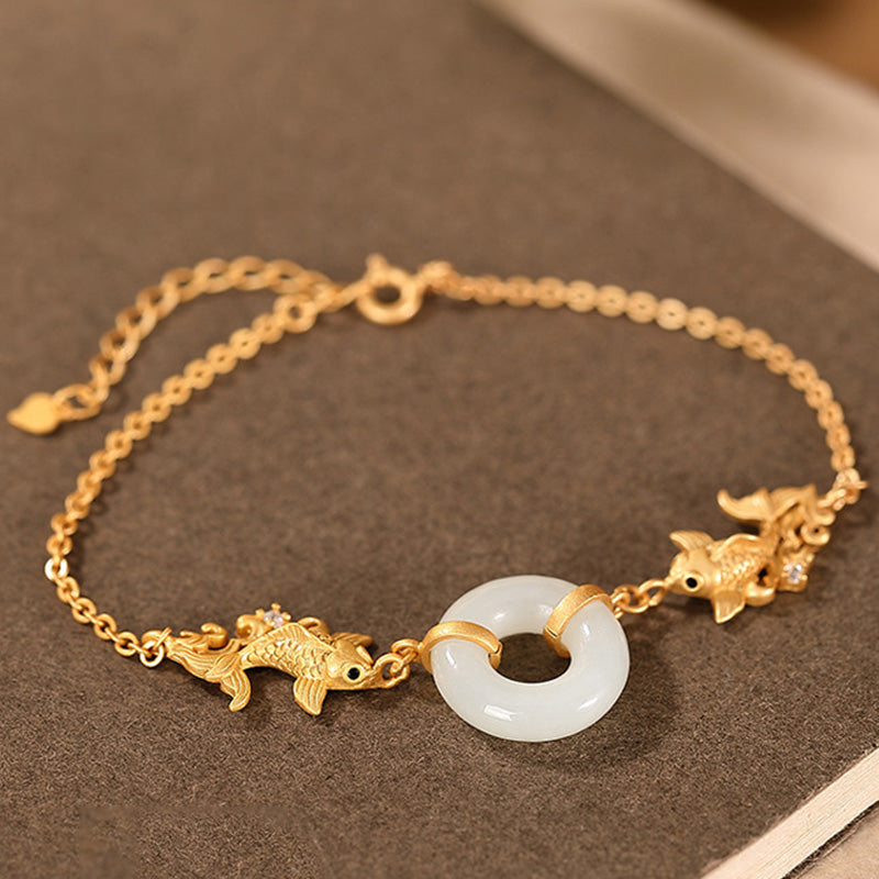 Nimara Ritual White Jade Koi Fish Prosperity Bracelet