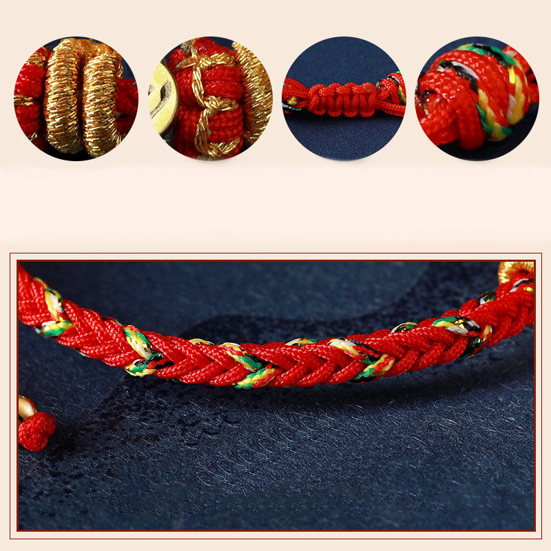 Nimara Ritual Chinese Zodiac Natal Buddha Silver Luck Braided String Bracelet