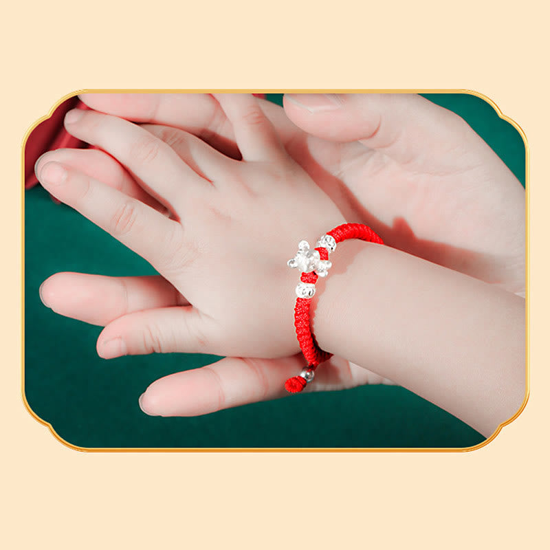 Nimara Ritual 999 Sterling Silver Chinese Zodiac Red Rope Luck Handcrafted Kids Bracelet
