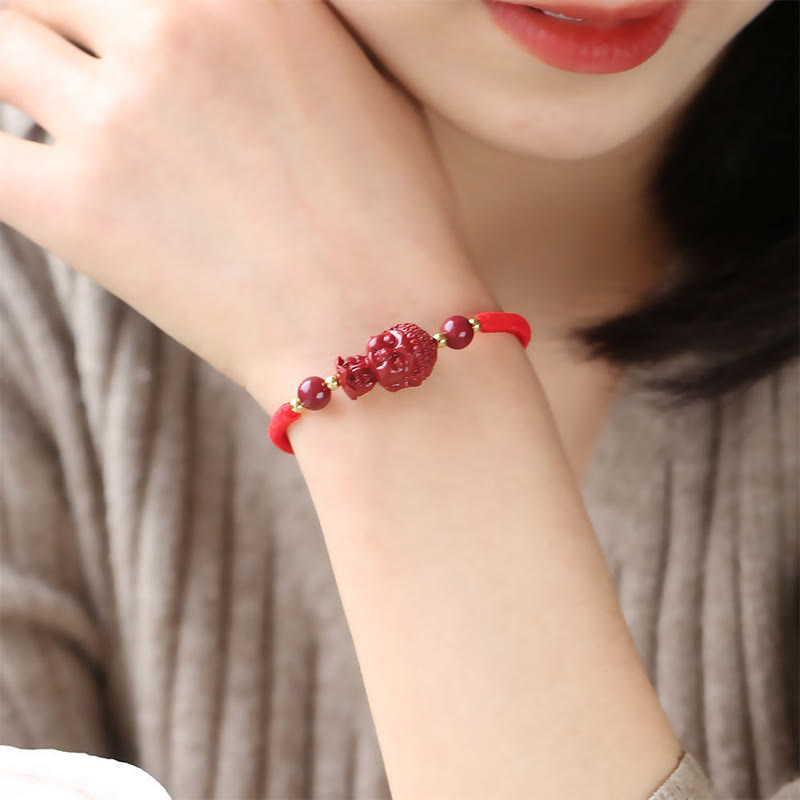 Nimara Ritual Chinese Zodiac Natal Buddha Cinnabar Amulet Blessing String Bracelet
