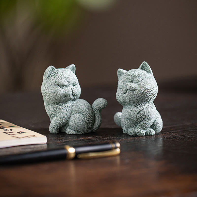 Nimara Ritual Small Cat Home Tea Pet Figurine Desk Decoration