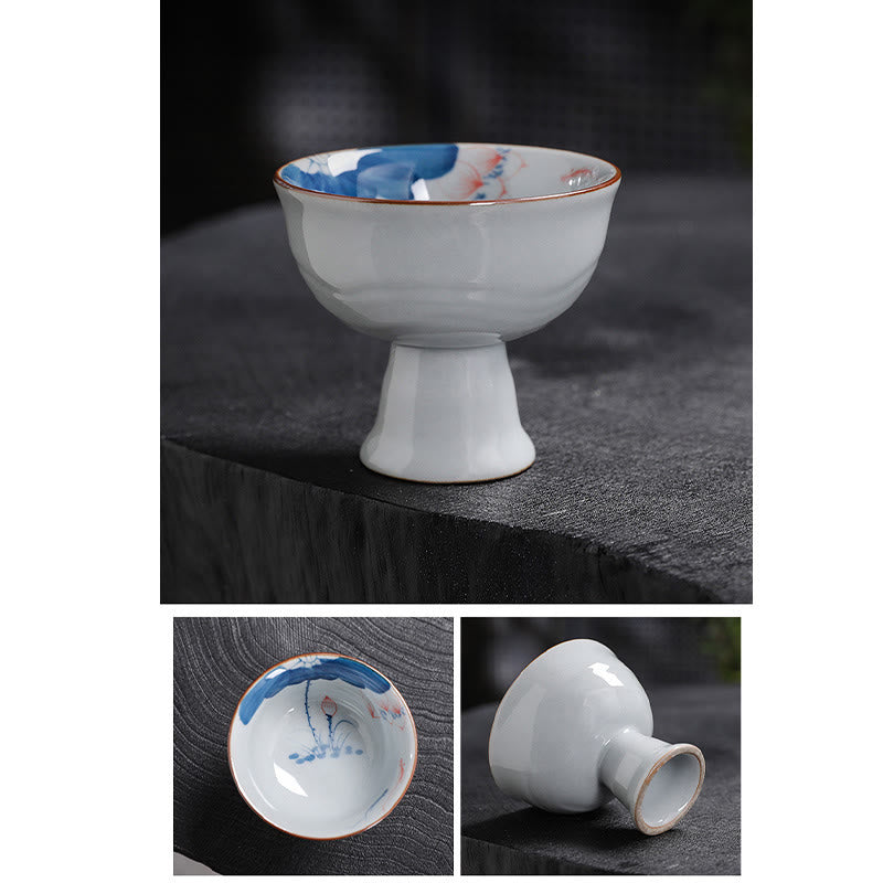 Nimara Ritual Lotus Flower Leaf Bamboo Ceramic Teacup Kung Fu Tea Cups