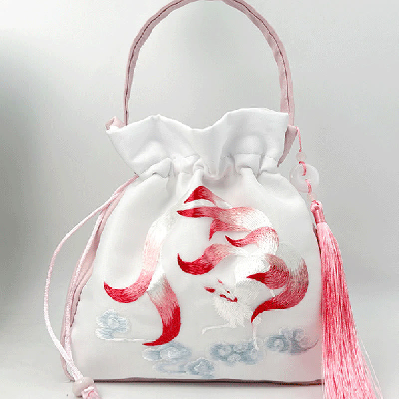 Nimara Ritual Suzhou Embroidery Rabbit Lotus Epiphyllum Peony Magnolia Silk Tote Crossbody Bag Shoulder Bag Handbag