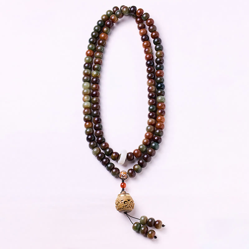 Nimara Ritual 108 Mala Beads Dunhuang Color Bodhi Seed Dzi Bead Keep Away Evil Spirits Bracelet