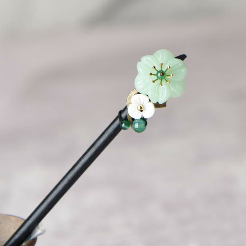 Nimara Ritual Green Aventurine Flower Agate Positivity Hairpin Decoration