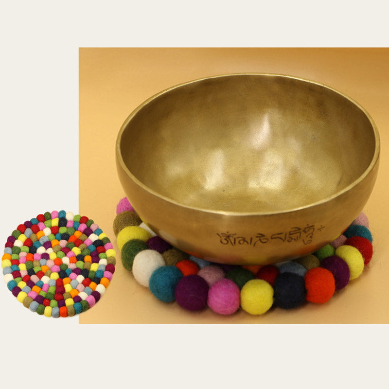 Nimara Ritual Tibetan Singing Bowl Handcraft Felted Wool Cushion Decoration