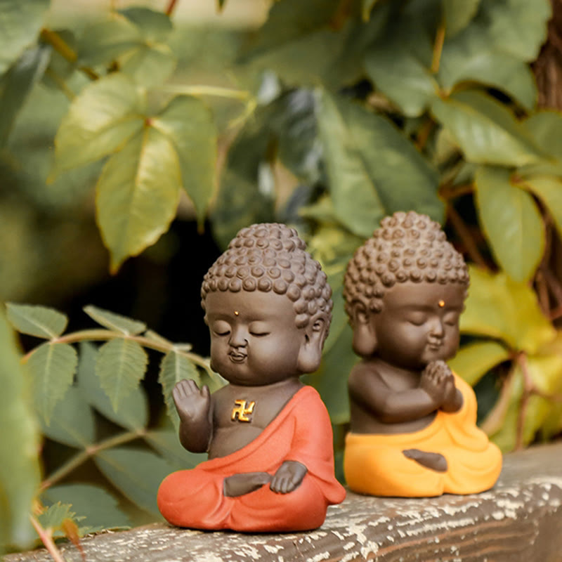 Nimara Ritual Small Buddha Serenity Purple Clay Home Desk Decoration