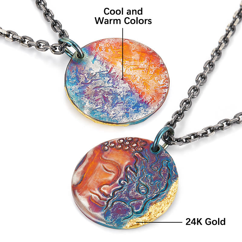 Nimara Ritual 999 Sterling Silver 24K Gold Half Demon Half Buddha Compassion Necklace Pendant