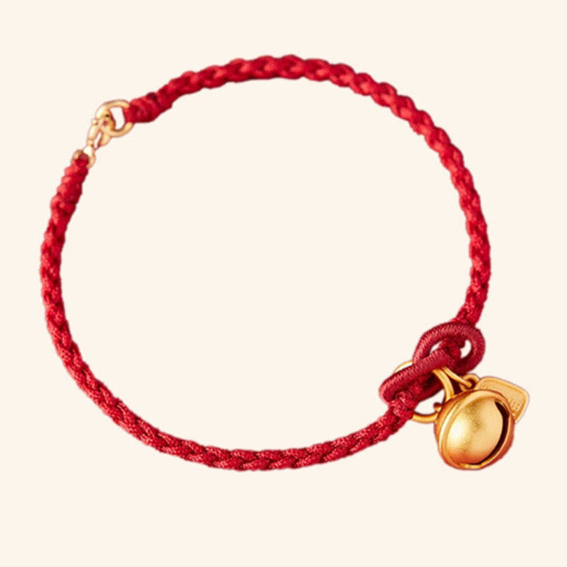 Nimara Ritual Handmade Fu Character Charm Luck Happiness Bell Red Rope Bracelet