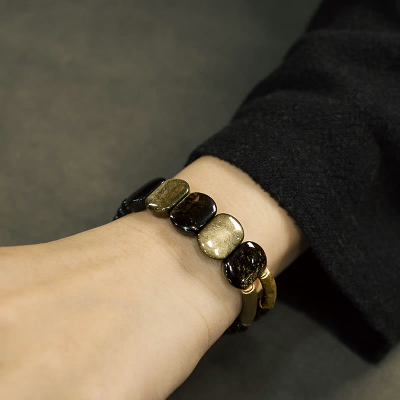 Nimara Ritual Black Obsidian Gold Sheen Obsidian Strengthen Bracelet