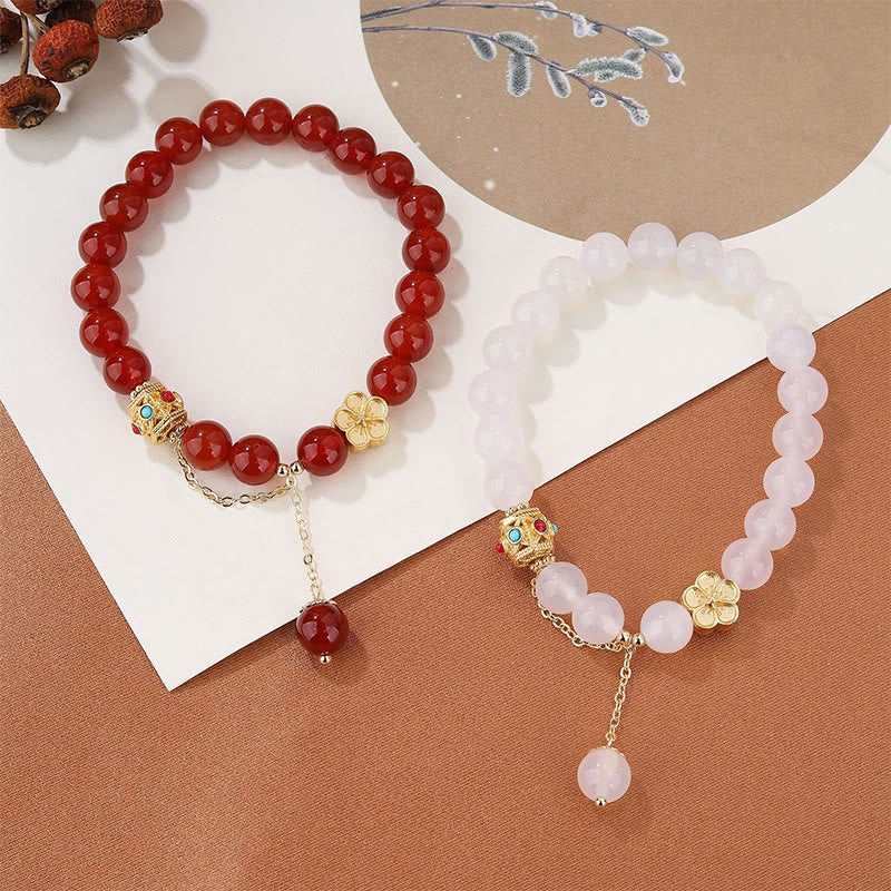 Nimara Ritual Natural Red Agate White Agate Peach Blossom Self-acceptance Bracelet