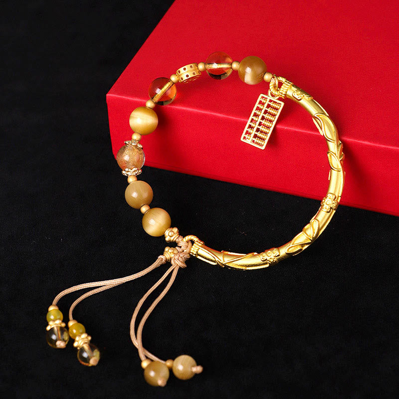 Nimara Ritual Natural Tiger Eye Citrine Abacus Charm Protection Bracelet