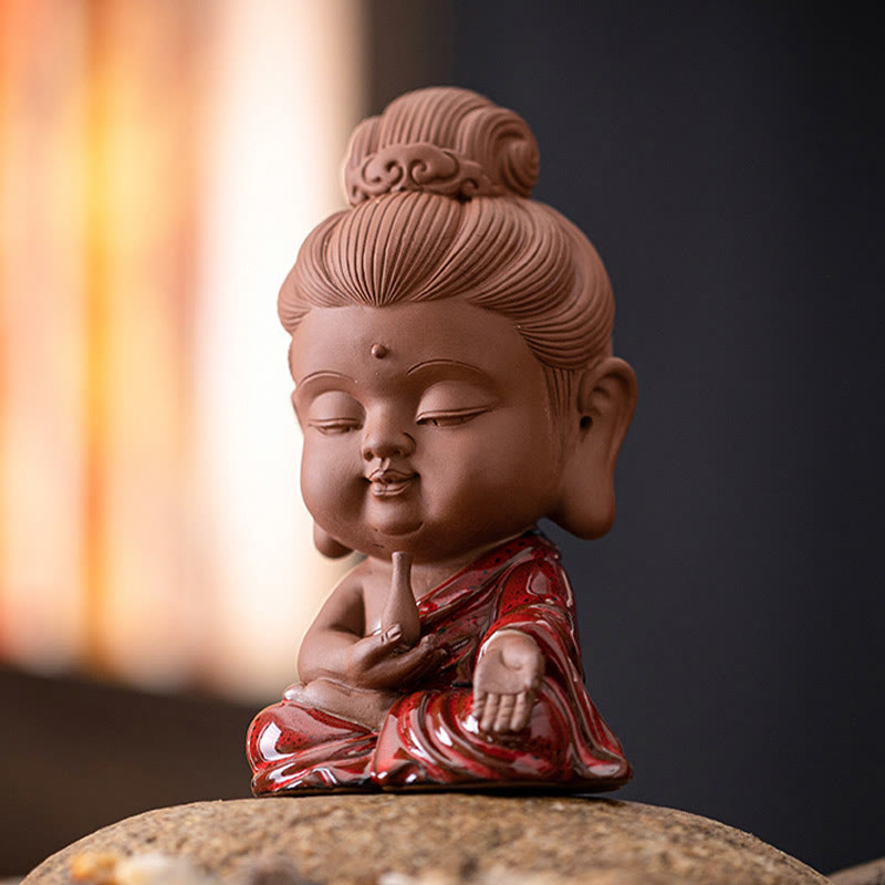 Nimara Ritual Mini Gautama Buddha Sakyamuni Kwan Yin Avalokitesvara Ksitigarbha Serenity Ceramic Desk Decoration