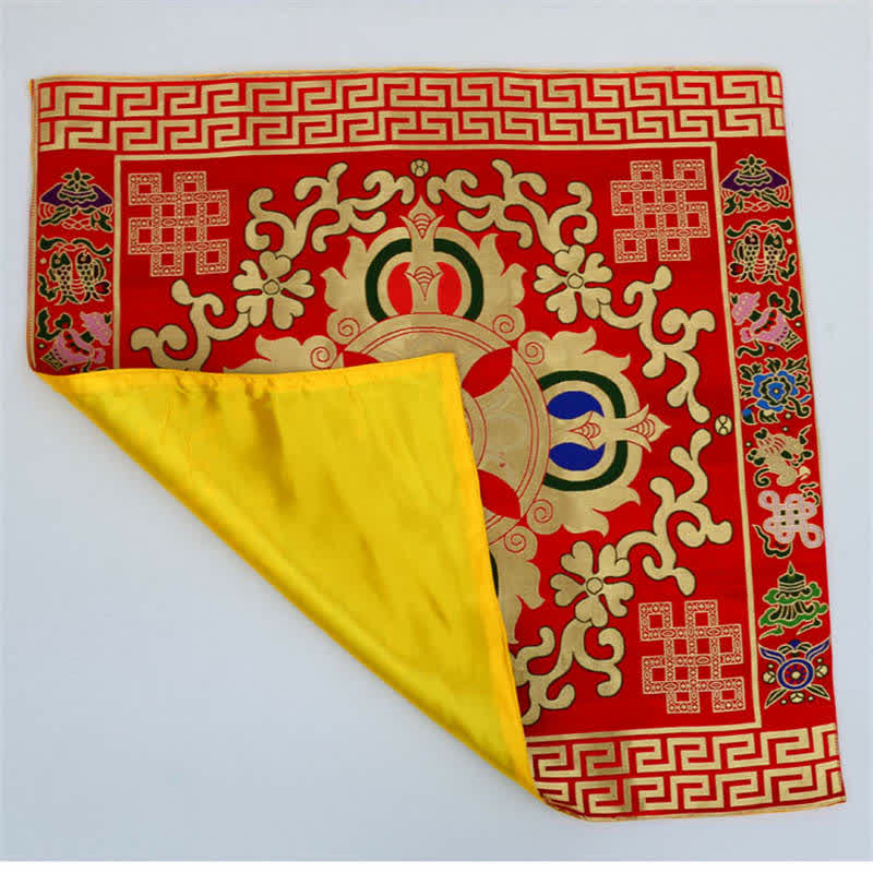 Nimara Ritual Flower Endless Knot Prayer Altar Mat Healing Meditation 8 Auspicious Symbols Mat Table Runner